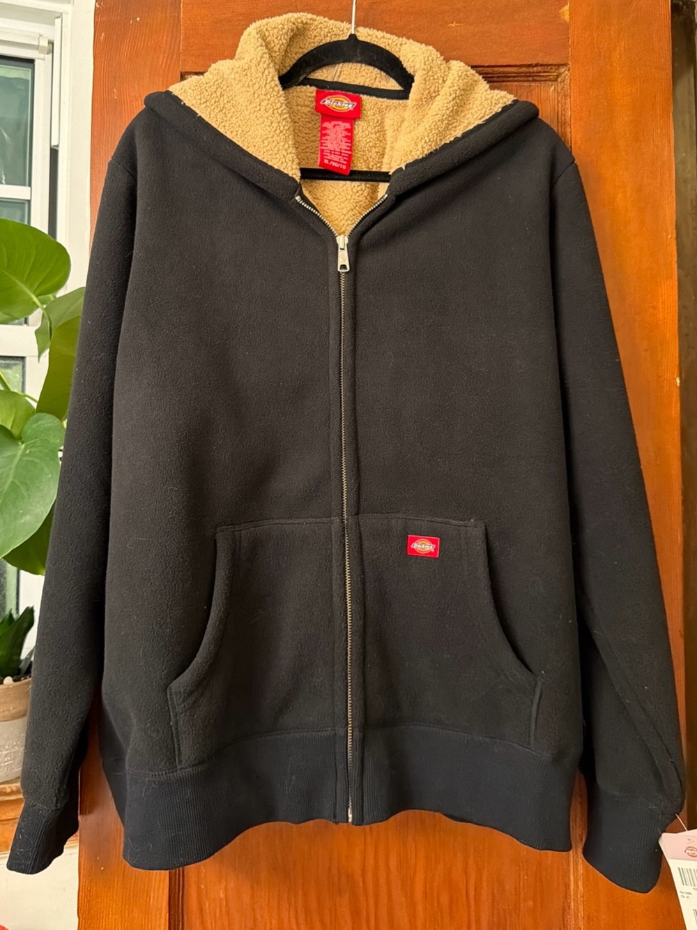 NWT Dickies Women’s Black Polar Fleece Faux Sherpa Lined Full Zip Hoodie Size XL
